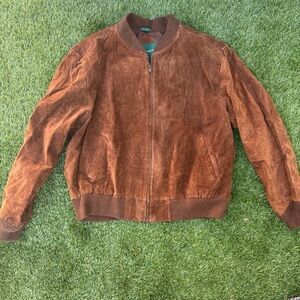 Vintage Men's Brown Suede Bomber Jacket